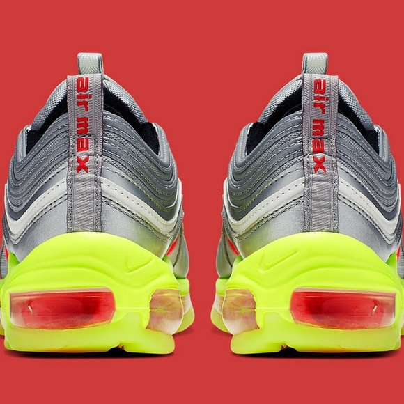 Nike Air Max 97 RFT Women's Silver Yellow Shoes - Picture 9 of 10